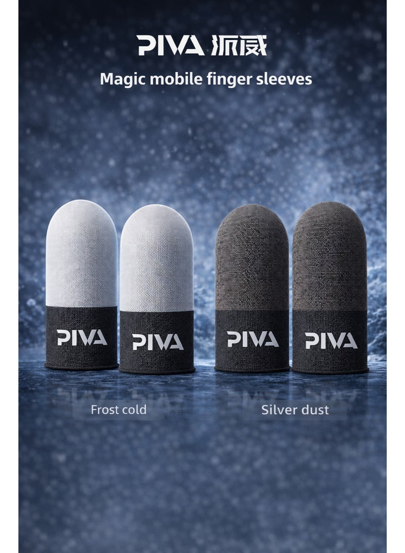 PIVA Mobile Gaming Finger Sleeves – Frost Cold Silver Fiber Touchscreen Finger Cover for PUBG & FPS Games, Anti-Sweat, High Sensitivity, Smooth Control For Redmagic, Iphone, iPad, Samsung, Poco and Mobile Phones (2 Pairs / 4 PCS) - Image 4
